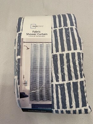 "Cortina de ducha de tela Mainstays azul/blanco 72""x72"" nueva 8,00" Foto 1 de 4