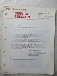1973 New Holland 283 Baler Relocating Pressure Control Service Bulletin Brochure - Picture 1 of 3