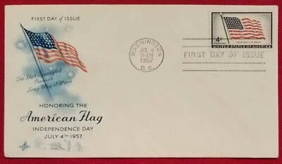 First Day of Issue - Honoring the American Flag, Wash D.C., 4 Cent, JUL 4, 1957 - Image 1 of 2