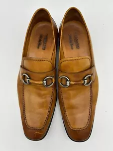 MAGNANNI for Saks Fifth Avenue Cognac Leather Loafers Horsebit 7M - Picture 1 of 7