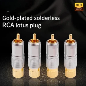 4pcs 24K Gold Plated RCA Plug Audio Cable Speaker for Hifi Video TV Connector - Picture 1 of 13