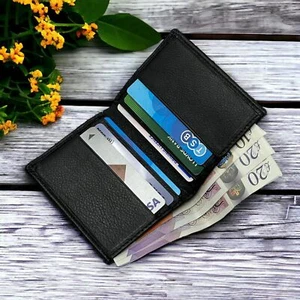 Small Leather Wallet For Men Women Card Case Wallet RFID Blocking Minimalist #63 - Picture 1 of 6