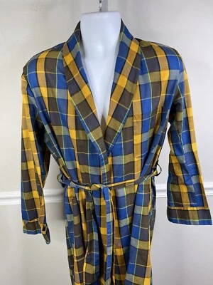VTG 70s SEARS Perma Small 34/36 Plaid Robe Lightweight Preppy Mens - Image 1 of 4
