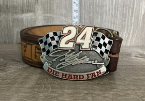 JEFF GORDON BELT BUCKLE W/31" LEATHER ENGRAVED BELT - Picture 1 of 5