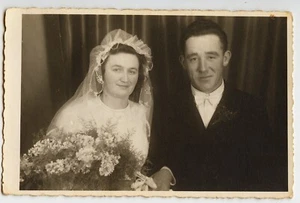 Portrait studio couple mariés mariage - photo ancienne an. 1920 - Picture 1 of 1