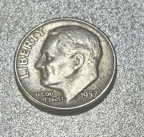 1957 Roosevelt Silver Dime, Good Album Filler, **FREE SHIPPING** Cover