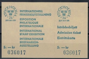SVEZIA 1974 Esposizione filatelica Stockholmia biglietto integro - Picture 1 of 1