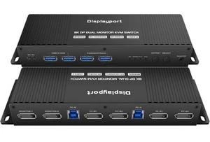 Displayport Kvm Switch 2 Monitors 2 Computers 1440P 240hz Hotkey Switching kv... - Afbeelding 1 van 9