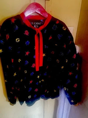 Blusa Escada By Margaretha Ley para mujer talla 38 seda de colección negra bloques de colores fantasía Foto 1 de 4