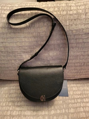 Bandolera o bolso de hombro COLE HAAN Evie Saddle en color negro nuevo con etiquetas Foto 1 de 4