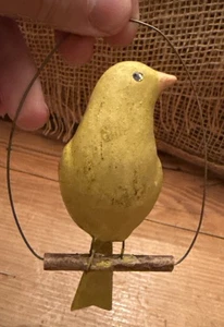 Vintage Komposition Kanarienvogel Vogel auf Barsch Weihnachten Germany Ornament - Bild 1 von 5