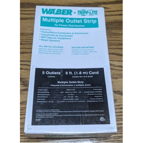 EATON TRIPP LITE SERIES MASTER-POWE 602 5 OUTLET INDUSTRIAL POWER STRIP WABER ME - Image 1 of 1