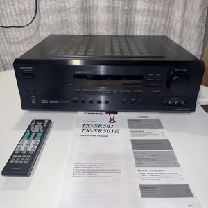 ONKYO TX-SR501 6.1 Home Theater Receiver Bundled Remote & Manual TESTED WORKS - Picture 1 of 13