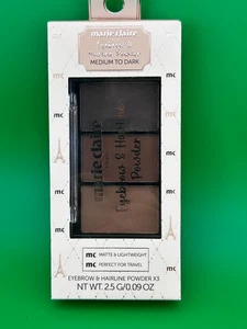 MARIE CLAIRE PARIS -EYEBROW & HAIRLINE POWDER - MEDIUM TO DARK - TALC FREE - Picture 1 of 4