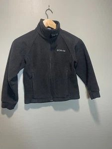 Columbia Youth Size 7/8 Fleece Jacket Full Zip Sweater Pockets Black Pre-owned - Picture 1 of 5