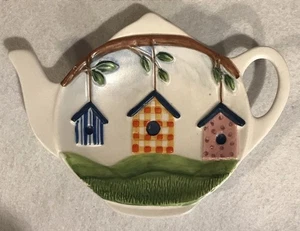 Michel Sparks Birdhouses Tea Pot Shaped Tea Bag Holder - Picture 1 of 7