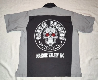 SICK Red Kap Cartel Baggers Motorcycles Maggie Valley NC Shop Mechanic Shirt XL - Image 1 of 4