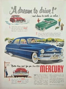 1950 stampa Mercury vintage annuncio. Berlina rigida blu. - Foto 1 di 1