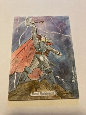 2016 Marvel Masterpieces Sketch Card Thor - Barcsh Mercing - Image 1 of 3
