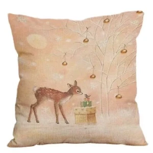 NEW LINEN WINTER WILDLIFE ALL SEASONS/CHRISTMAS/NURSERY DECOR PILLOW COVER 17.7" - Picture 1 of 3