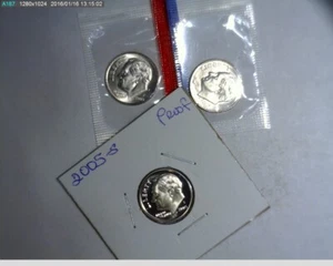 2005 PDS Roosevelt dimes Unc in mint cello and Proof - Picture 1 of 2