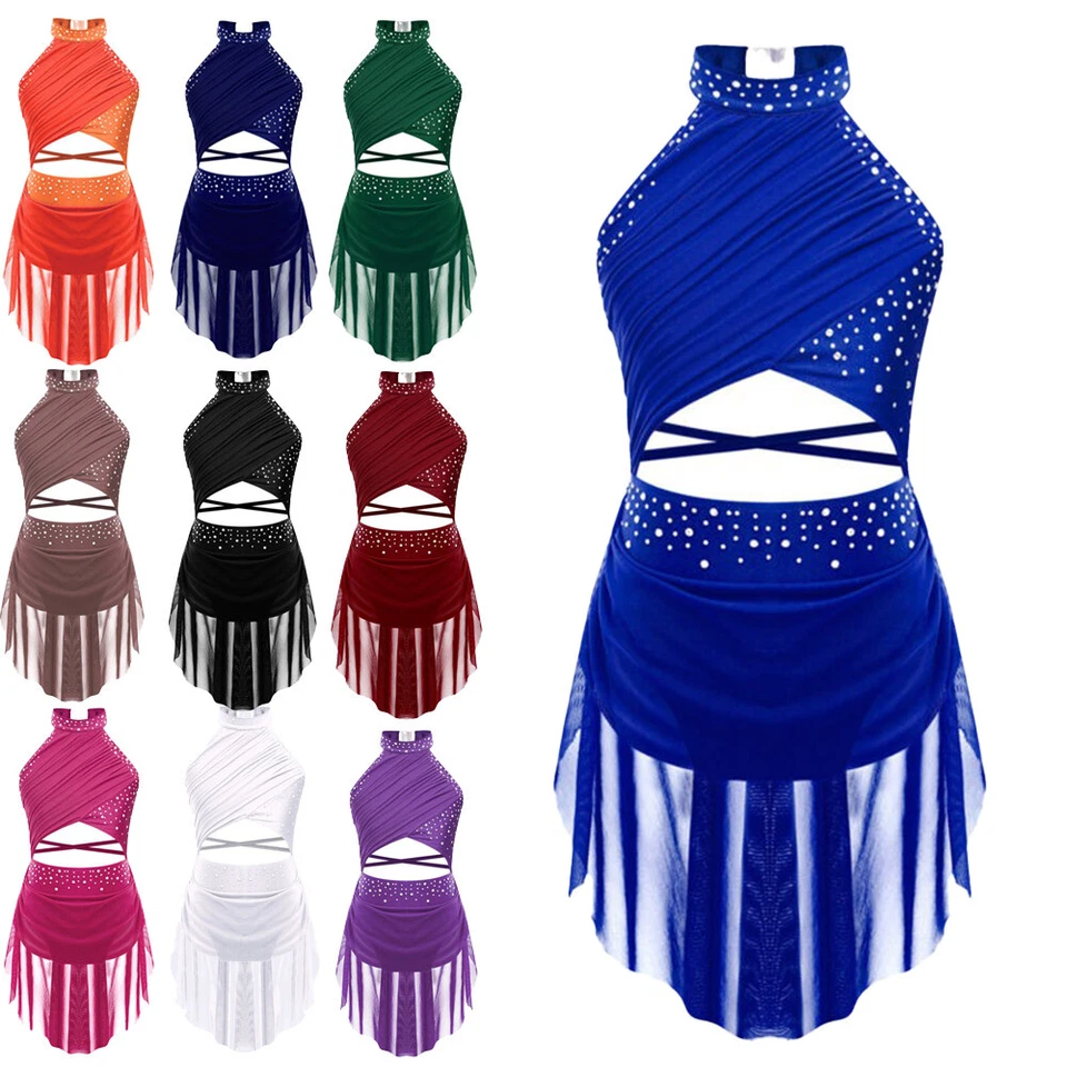 UK Girl's Ballet Lyrical Dance Dresses Gymnastics Leotard Performance Costumes - Image 1 of 3