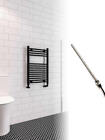Straight Black Electric Heated Towel Rail Ladder Bathroom Radiator Various Sizes