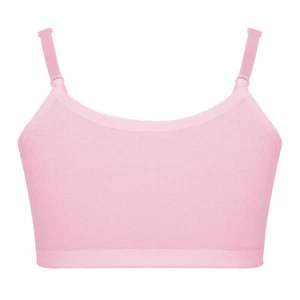 Kids Girls Cropped Vest Tanks Underwear Adjustable Straps Bra Schoolgirls Cami - Picture 1 of 31