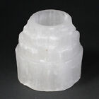 Mountain Top Natural White Selenite Crystal Tea Light Candle Holder Single Hole