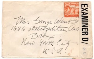 Turks & Caicos January 1945 (?) censor cover to the US with EL1 censor label - Picture 1 of 2