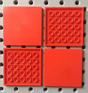 Lego Rojo 6x6 Azulejos Planos Acabado Suave EDIFICIOS MODULARES Piso Lote de 4 - Imagen 1 de 2