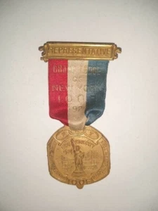 1924 Odd Fellow Grand Lodge New York Ribbon Badge Bastian Bros Co ioof antique - Picture 1 of 5