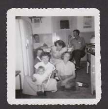SILLY FUNNY FACE FAMILY IN KITCHEN OLD/VINTAGE PHOTO SNAPSHOT- B276