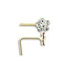 9ct Gold L-Shaped Crystal Nose Stud Daisy Nose Stud Solid 9ct Gold Nose Stud