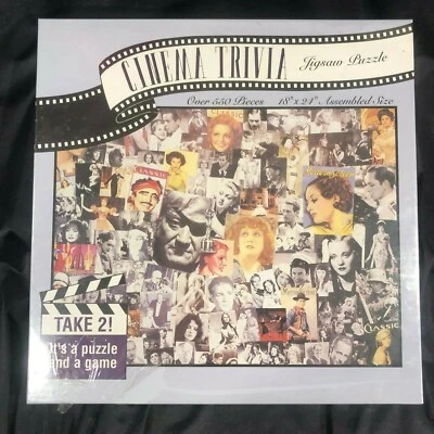 NIP "Cinema Trivia" 550+-pc puzzle&game by Nordevco, 18"x24." Unopened - Image 1 of 4