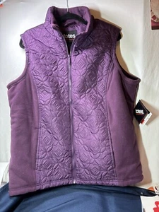 Totes Lined Deep Purple Quilted Fleece Vest 1X NWT - Picture 1 of 10