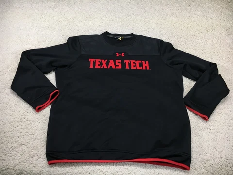 Texas Tech Red Raiders Sweater Mens Large Black Red Under Armour Sweatshirt Logo Cover