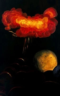 Bomba atómica planeta “El destructor de mundos” pintura oscura fuego certificado de autenticidad Foto 1 de 3