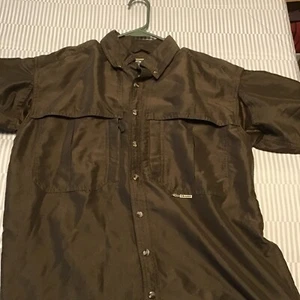 Drake Monks Fishing Shirt Sz Small Short Sleeve Button Up Brown - Picture 1 of 6