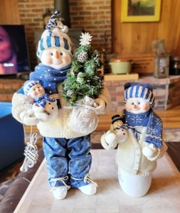 Lot of 2 - Clothtique Snowmen - 12" and 8" - BX3 - Picture 1 of 6