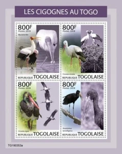Togo - Cigüeñas en estampillas 2019 - Hoja de 4 estampillas - TG190353a - Imagen 1 de 1
