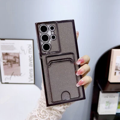 For Samsung S24 S23 S22 S21FE A54 A52 Case Card Holder Shockproof TPU Slot Cover - Image 1 of 4