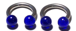 2 -8g 1/2 UV Blau Hufeisen 6mm Kugel Prinz Albert Ohrring Chirurgenstahl 316L - Bild 1 von 1