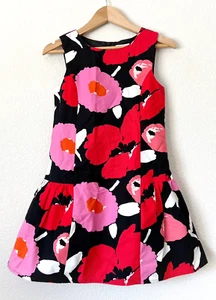 Childrens Place Girls Dress Size 6X/7 Pink Red Black Floral Sleeveless Bow Party - Picture 1 of 6