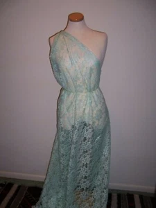 STUNNING PALE MINT GREEN SPARKLED LACE FABRIC PRETTY BLOUSE DRESS OR SKIRT 2yds - Picture 1 of 5