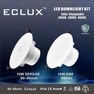 10W IP44 DIM LED DOWNLIGHT KIT WARM/DAYLIGHT/COOL WHITE PIR SENSOR 90mm 95mm - Picture 1 of 13
