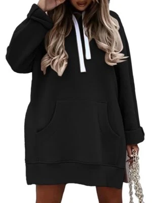 ON SALE! Oversized Hoodie Dress Pullover Sweatshirt Tops Kangaroo Pocket Sweater - Image 1 of 4