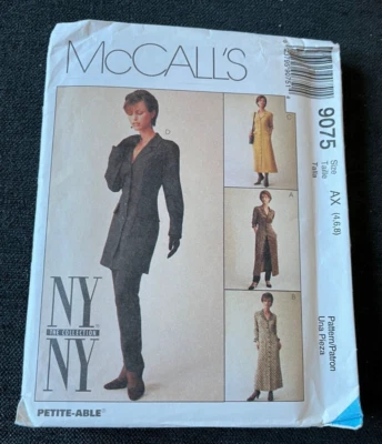 1997 McCall's NYNY Pattern 9075 MISSES' JACKET DRESS PANTS Sz 4-6-8 UNCUT - Image 1 of 4