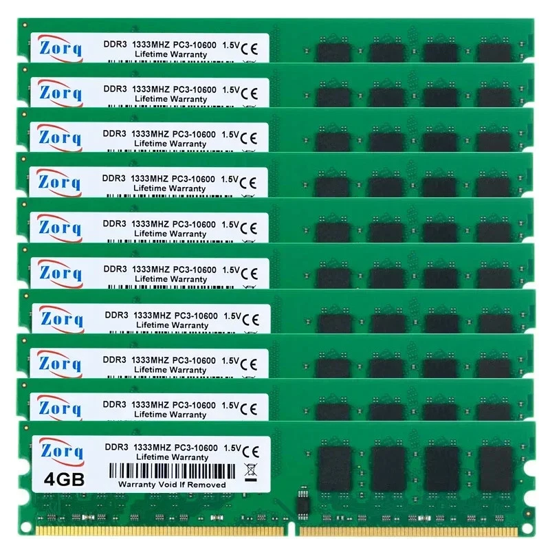 10PCS set DDR3 4GB 8GB 1333Mhz 1666Mhz PC3-10600 DIMM Desktop PC RAM 240 Pins - Image 1 of 1