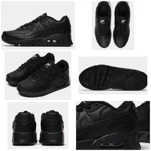NIKE Air Max 90 Cuero Niños Negro Entrenadores - TALLA UK 13/EUR 31.5 Ex-displ - Imagen 1 de 7